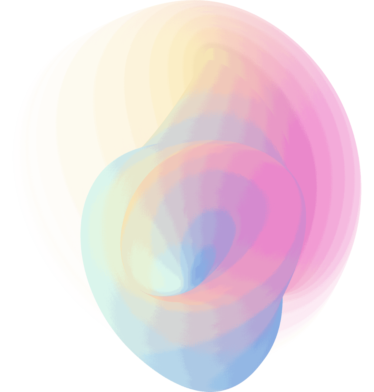 Iridescent pastel 3D shape, the signature artwork of Spacebar, a digital agency in Penang
