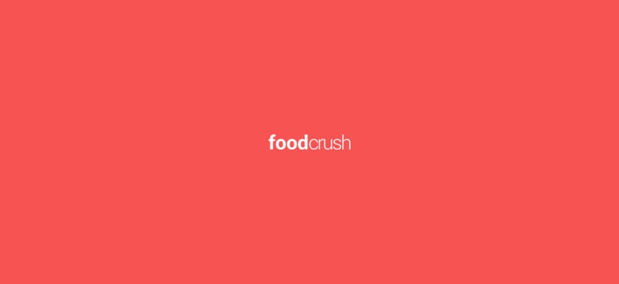 Food Crush foodcrush wordmark in white on a warm coral background