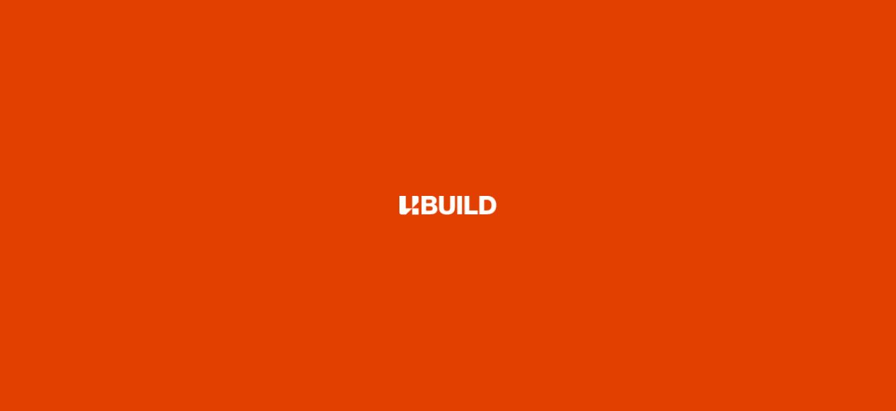Ubuild logo in white on a solid construction-orange background