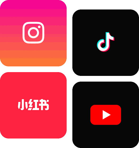 Instagram, TikTok, RED and YouTube app tiles